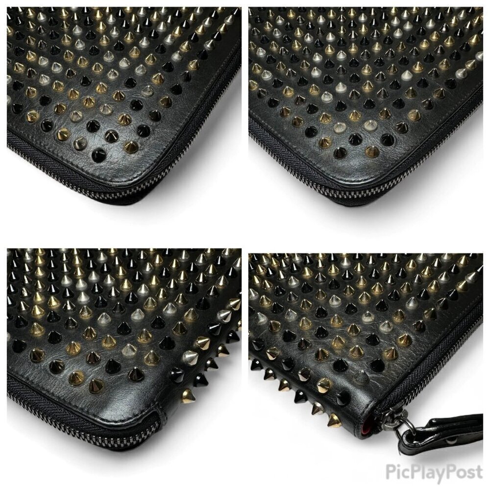 Christian Louboutin Black Leather Calfskin Spiked iPad Case/Wristlet - Picture 11 of 16